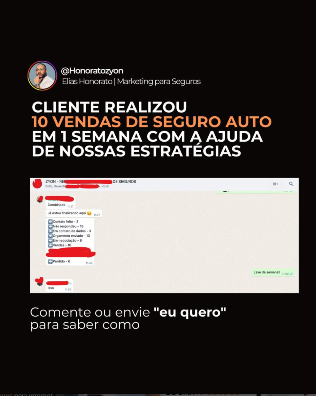 Depoimento de cliente sobre o método