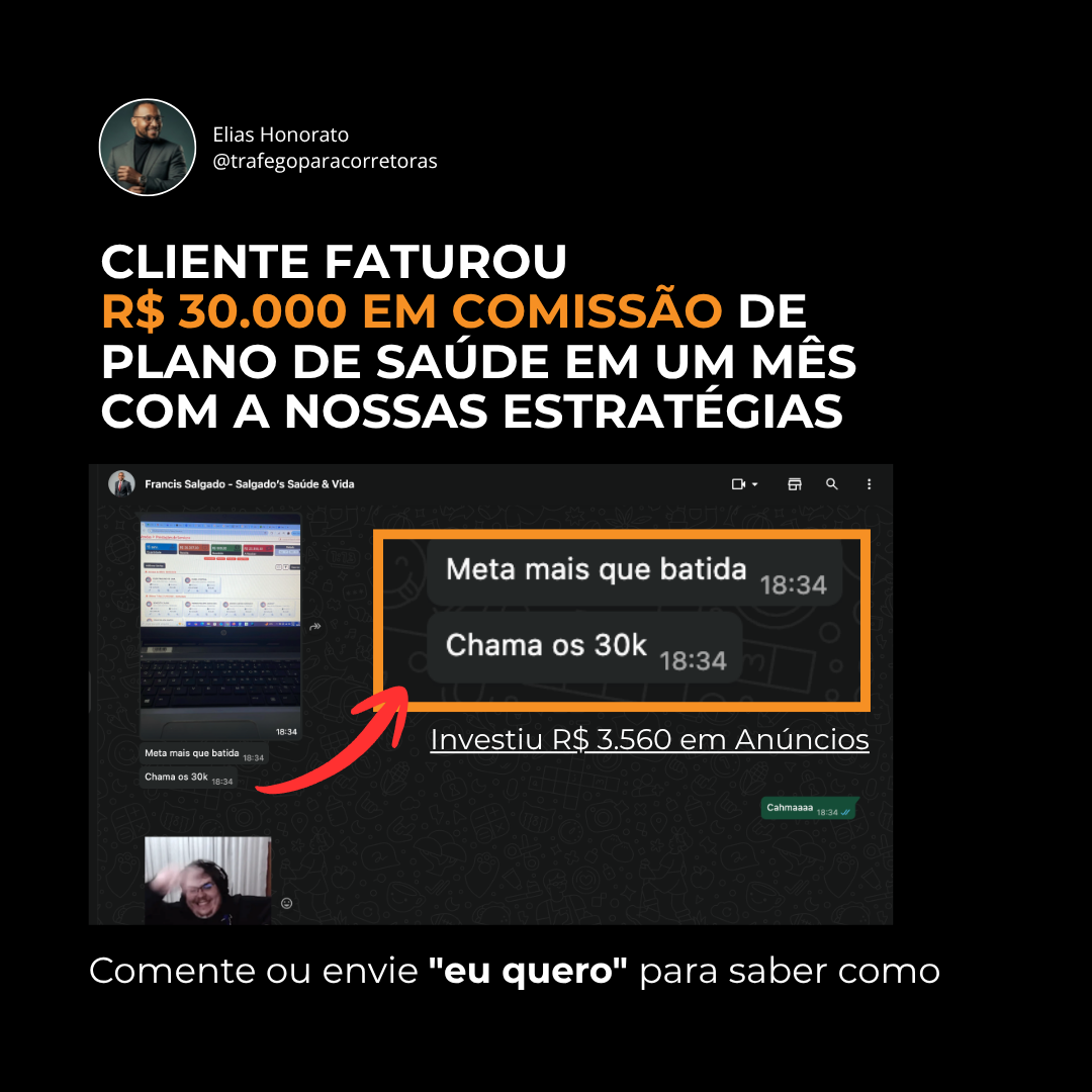 Cliente faturou R$ 30.000 em comissão de plano de saúde em um mês
